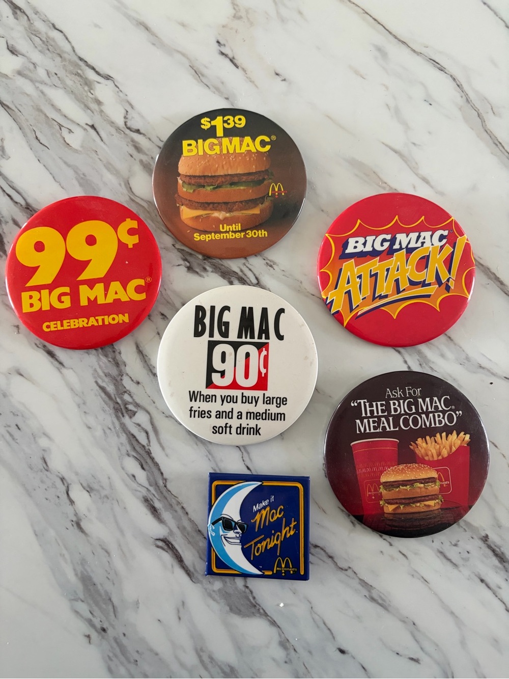 McDonald's Big Mac Promotional Button Set - vintage
